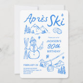 Après Ski Verjaardagsfeest Ski Uitnodiging (Voorkant)