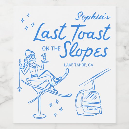 Apres Ski vrijgezellenfeest favoriete laatste toos Wijn Etiket (Enkel label)