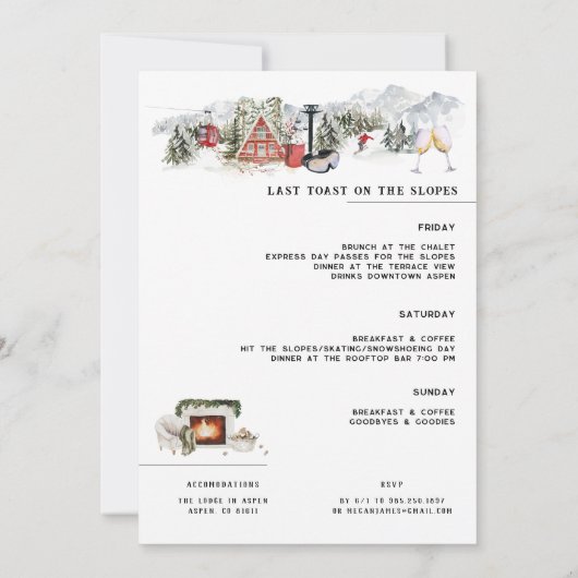 après-ski vrijgezellenfeest kaart (Achterkant)