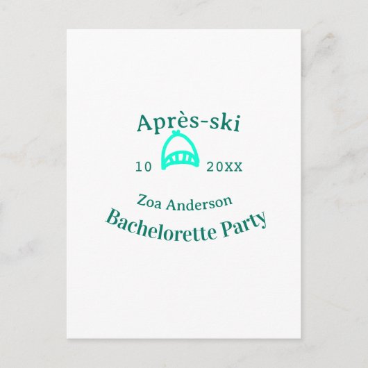 Après-ski vrijgezellenfeest turquoise hoed naam da briefkaart (Voorkant)