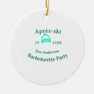 Après-ski vrijgezellenfeest turquoise hoed naam da keramisch ornament