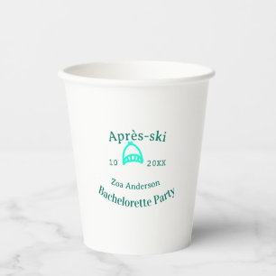 Après-ski vrijgezellenfeest turquoise hoed naam da papieren bekers