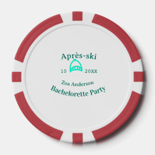 Après-ski vrijgezellenfeest turquoise hoed naam da poker chips