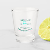 Après-ski vrijgezellenfeest turquoise hoed naam da shot glas (Voorkant)