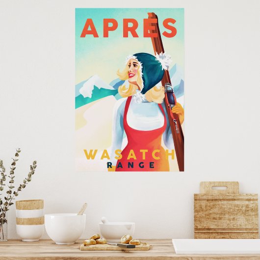 "Apres Ski Wasatch Range"  Utah Ski Art Poster (Keuken)