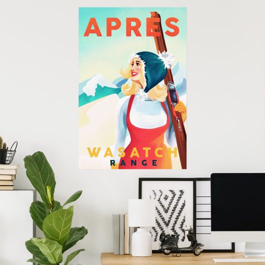 "Apres Ski Wasatch Range" Utah Ski Art Poster (Thuiskantoor)