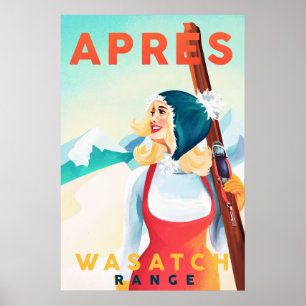 "Apres Ski Wasatch Range"  Utah Ski Art Poster