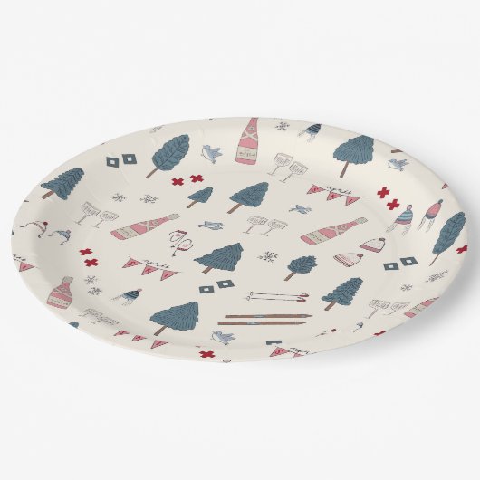 Apres Ski Weekend Party Roze Champagne Papieren Bordje (Gekanteld)