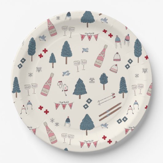 Apres Ski Weekend Party Roze Champagne Papieren Bordje (Voorkant)