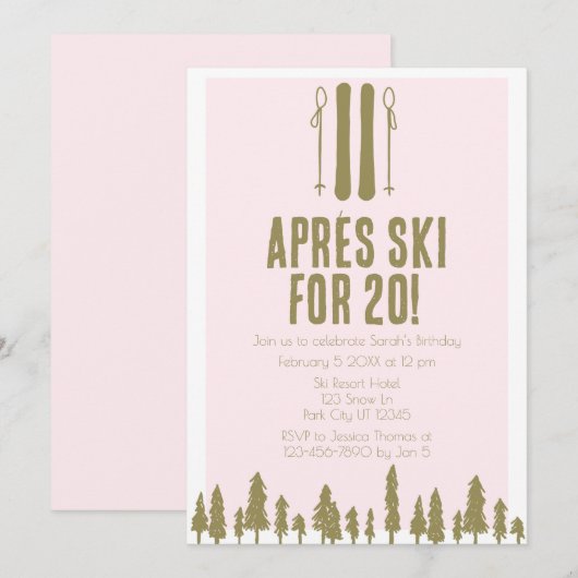 Apres Ski Winter 20e verjaardag Kaart (Voorkant / Achterkant)