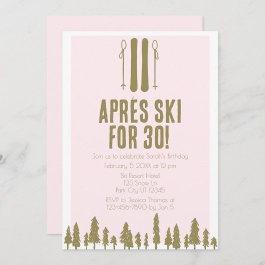 Apres Ski Winter 30e verjaardag Kaart (Voorkant / Achterkant)