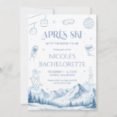 Apres Ski Winter Bachelorette Party  Invitation Kaart (Voorkant)