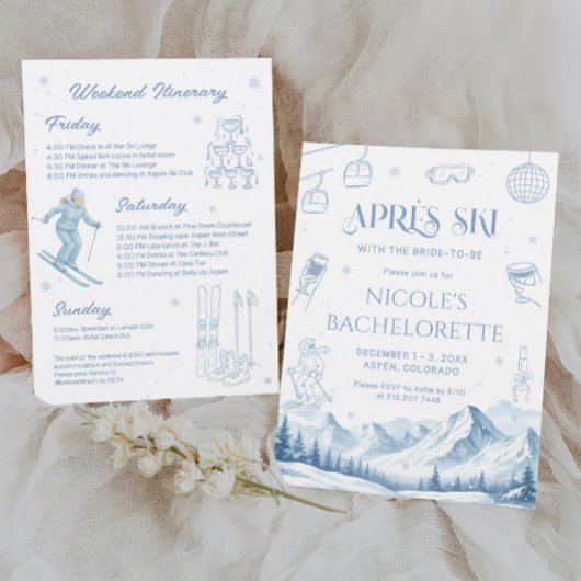 Apres Ski Winter Bachelorette Party  Invitation Kaart