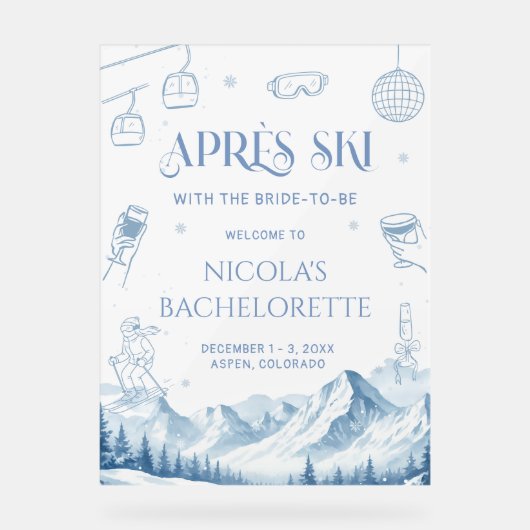 Apres Ski Winter Bachelorette Party Welcome Acryl Bord (Voorkant)