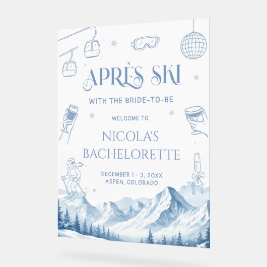 Apres Ski Winter Bachelorette Party Welcome Acryl Bord (Hoek)