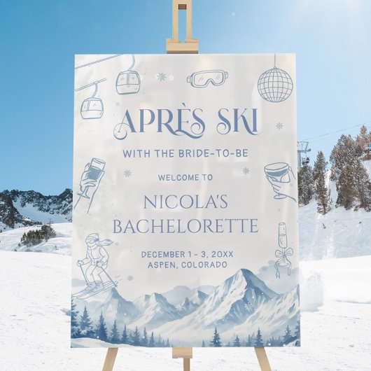 Apres Ski Winter Bachelorette Party Welcome Acryl Bord