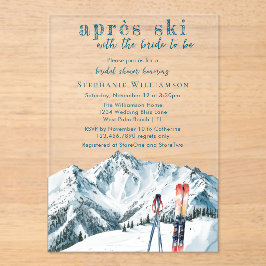 Apres Ski Winter Mountain Watercolor Bridal Shower Acryl Uitnodigingen