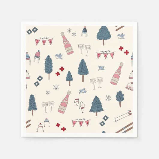 Apres Ski Winter Party Champagne Roze servetten (Voorkant)