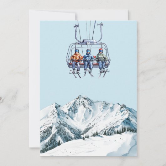 Apres Ski Winter Ski Lift Waterverf Vrijgezellenfe Kaart (Achterkant)