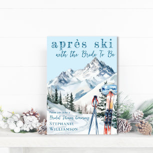 Après Ski Winter Skien Waterverf Bruidsdouche Kaart