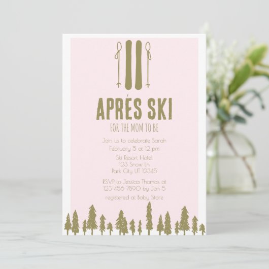 Apres Ski Winter Thema Baby shower Kaart (Staand voorkant)