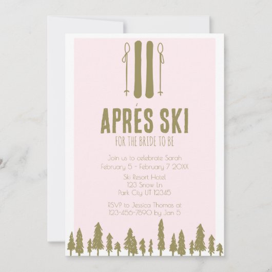 Apres Ski Winter Theme Bachelorette Party Kaart (Voorkant)