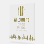 Apres Ski Winter Theme Roze Baby shower Welkom Acryl Bord (Hoek)
