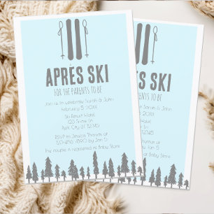 Apres Ski Winterthema Blauw Baby shower Kaart
