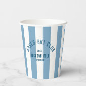 Apres Skiclub Retro Blue Stripe Ski Theme Party Papieren Bekers (Achterkant)