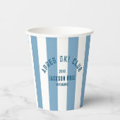 Apres Skiclub Retro Blue Stripe Ski Theme Party Papieren Bekers (Voorkant)