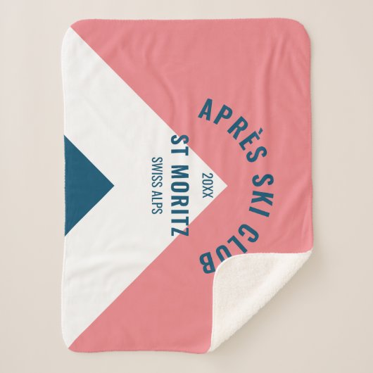 Après Skiclub Roze Marine Retro Winter Sherpa Deken (Voorkant)