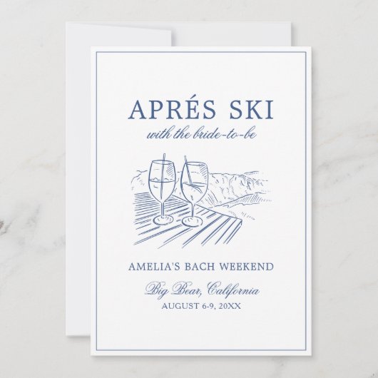 Après skiën met de bruid om Bach Weekend Kaart (Voorkant)