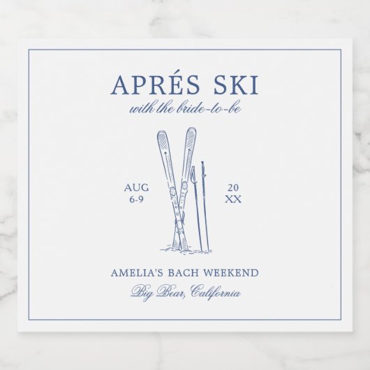 Après skiën met de bruid om Bach Weekend Sparkling Wijnetiket (Enkel label)