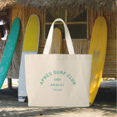 Après Surf Club Turquoise Surfers Social Crest Grote Tote Bag