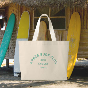 Après Surf Club Turquoise Surfers Social Crest Grote Tote Bag