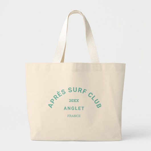 Après Surf Club Turquoise Surfers Social Crest Grote Tote Bag (Voorkant)