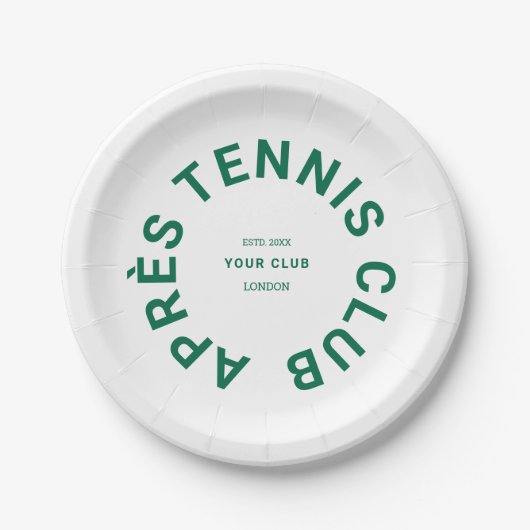Après Tennis Club Aangepaste Groene Crest Papieren Bordje (Voorkant)
