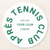Après Tennis Club Aangepaste Groene Crest Ronde Kartonnen Onderzetter (Voorkant)