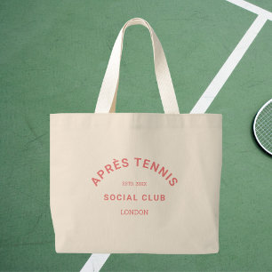 Après Tennis Social Club Custom Roze Crest Grote Tote Bag
