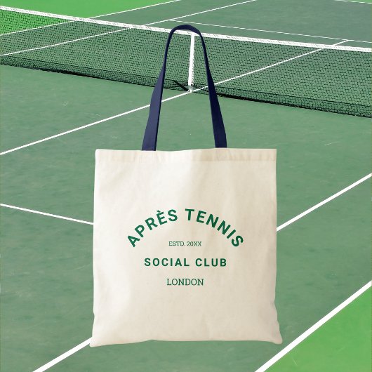 Après Tennis Social Club Green Crest Navy Handvat  Tote Bag