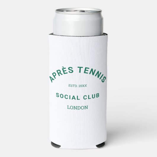 Après Tennis Social Club Groen op maat Crest Seltzer Blikjeskoeler (Seltzer Achterkant)