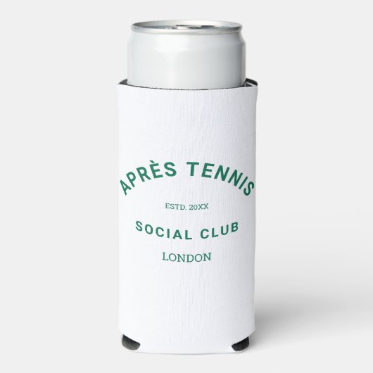 Après Tennis Social Club Groen op maat Crest Seltzer Blikjeskoeler (Seltzer Voorkant)