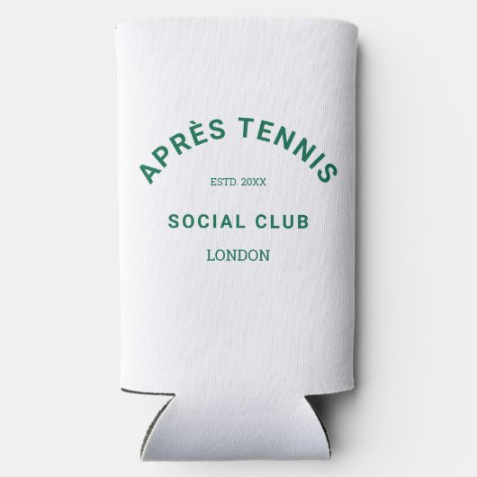 Après Tennis Social Club Groen op maat Crest Seltzer Blikjeskoeler (Achterkant)
