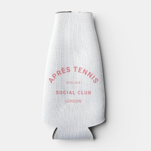 Après Tennis Social Club Roze Aangepaste Crest Flesjeskoeler (Voorkant)