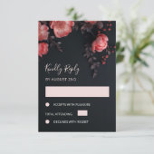 Apricot 3D Roses Wedding RSVP Kaartje (Staand voorkant)