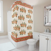 Apricot Azalea on Cream Shower Curtain Douchegordijn (In situ)