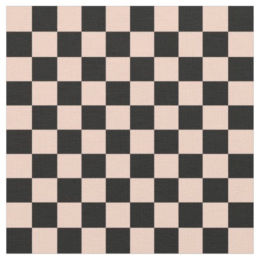 Apricot & Black Checkerboard Stof (Close Up)