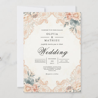 Apricot Blossom Archway Wedding Kaart