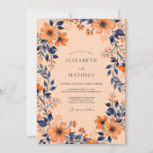 Apricot Captivating Botanical Wedding Kaart (Voorkant)