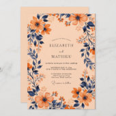 Apricot Captivating Botanical Wedding Kaart (Voorkant / Achterkant)